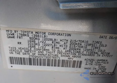 2002 Toyota Rav4 from USA, damaged, VIN JTEGH20V720076571